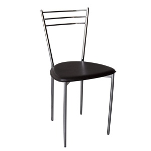 VALETTA καρέκλα Μεταλλική Χρώμιο/PVC Σκούρο Καφέ
