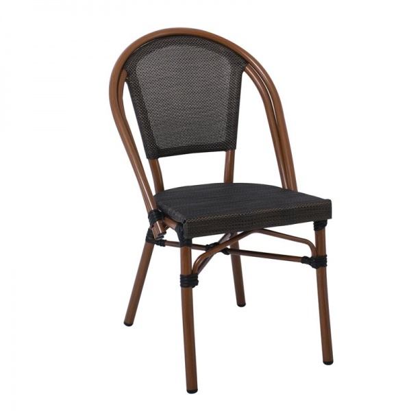 COSTA Καρέκλα Dining Αλουμινίου Καρυδί / Textilene Μαύρο