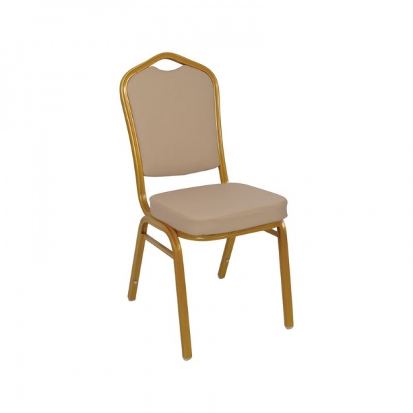 HILTON *Διαλογής* Καρέκλα Μεταλλική Gold/Pu Cappuccino