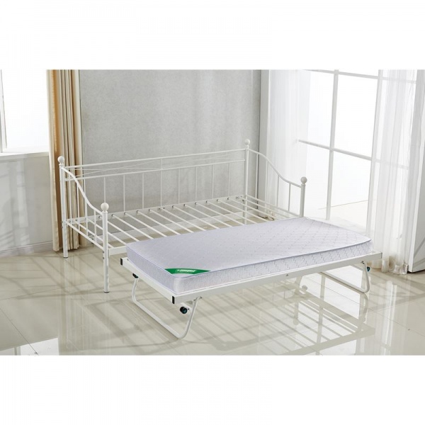 MARIN Set : Daybed (για στρώμα 90x190) + Βοηθητικό Κρεβάτι με Στρώμα 185x85 Μέταλλο Άσπρο