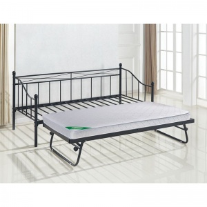 MARIN Set : Daybed (για στρώμα 90x190) + Βοηθητικό Κρεβάτι με Στρώμα 185x85 Μέταλλο Μαύρο