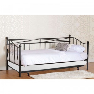 MARIN Set : Daybed με Στρώμα 90x190 + Βοηθητικό Κρεβάτι με Στρώμα 85x185 Μέταλλο Μαύρο