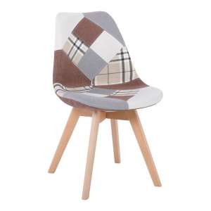MARTIN καρέκλα PP / Ξύλο / Ύφασμα Patchwork Brown