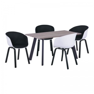 OPTIM Set Α Τραπεζαρία:Τραπέζι + 4 Πολυθρόνες Μέταλλο Μαύρο / PP Άσπρο Ύφασμα Μαύρο