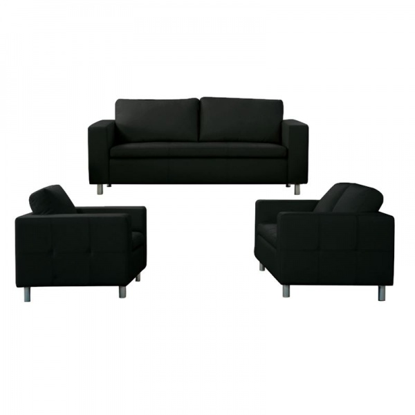 ALAMO Set Σαλόνι - Καθιστικό : Πολυθρόνα + Καναπές 2Θέσιος + Καναπές 3Θέσιος - PU Μαύρο