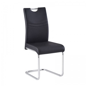 CROFT Καρέκλα Χρώμιο / PU Μαύρο