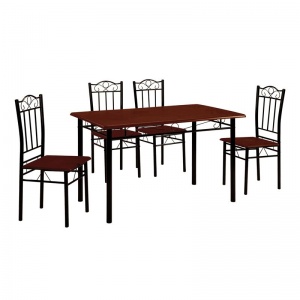 LUTON Set Τραπεζαρία Dining Μέταλλο Μαύρο / Κερασί : Τραπέζι 120x70cm + 4 Καρέκλες